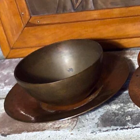 Vintage Chinese copper bowl & saucer - Picture 9 of 14